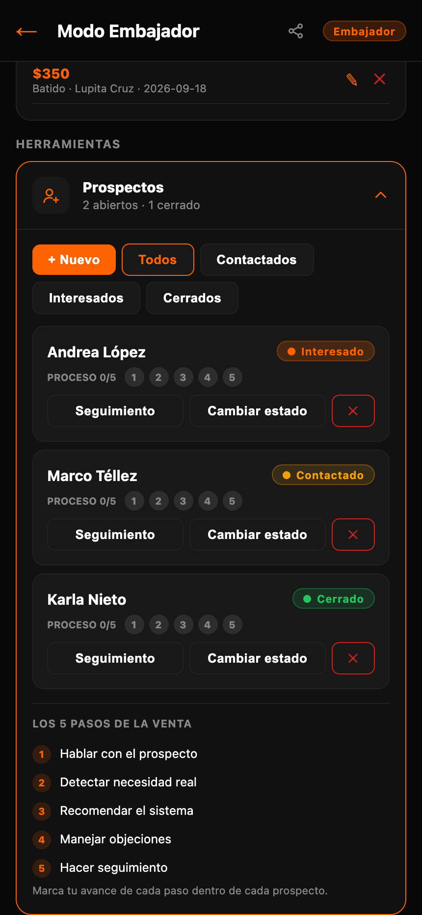 Prospectos en cinco pasos